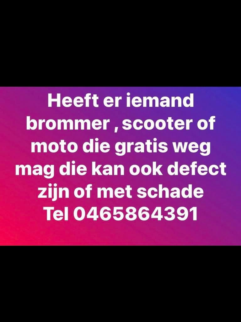 Gratis ophalen van brommers scooters of moto s