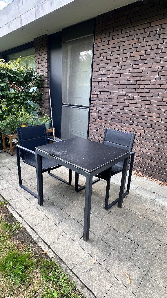 Bristol tuinset – 2 tuinstoelen + tafel 80x70 cm – zwart, Tuin en Terras, Gebruikt, Tuinset, Eettafel, Ophalen