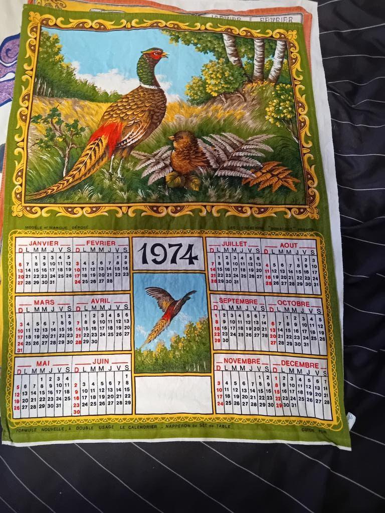 Torchon calendrier 1974, Divers, Calendriers, Enlèvement ou Envoi, Calendrier annuel, Comme neuf