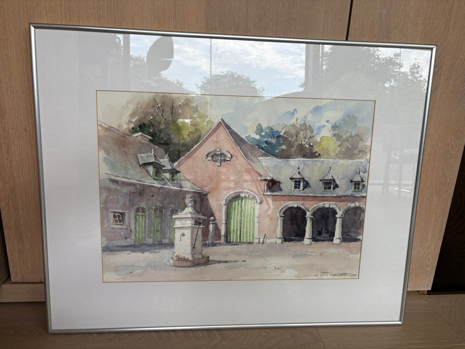 Aquarel-kasteelhoeve Domein drie Fonteinen/Vilvoorde, Antiquités & Art, Art | Dessins & Photographie, Enlèvement, Tableau, Aquarelle