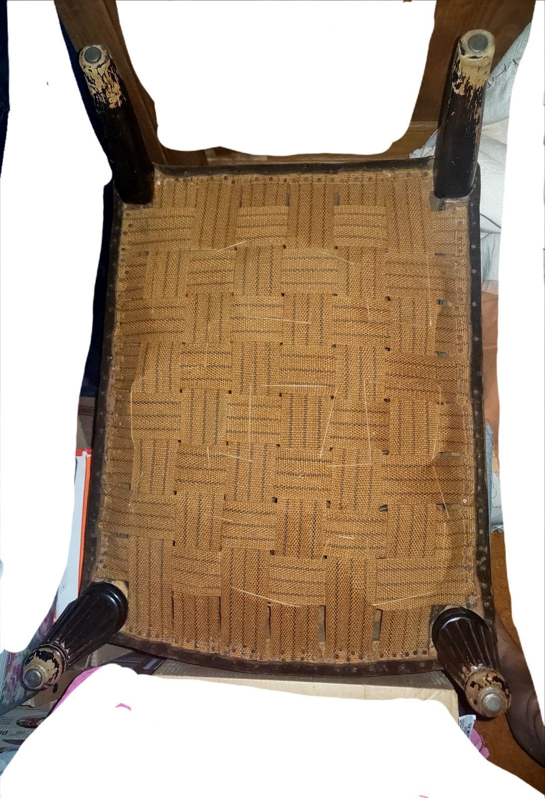 Vintage 2 fauteuils Louis XVI velours ras marron, Louis XVI, Bois, Enlèvement, Utilisé