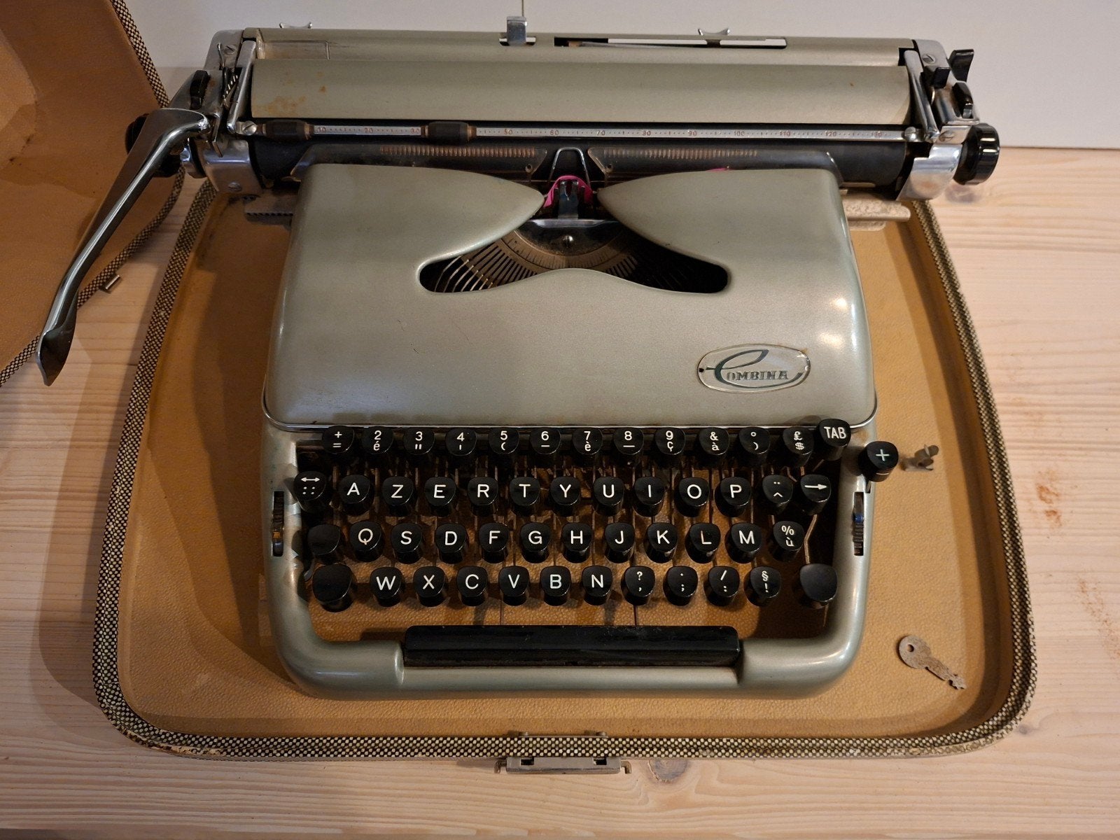 vintage GROMA Combina typmachine in originele koffer '50, Divers, Machines à écrire, Enlèvement, Utilisé