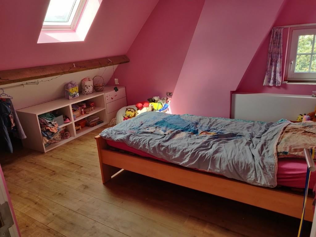 bed met schuif onderbed (voor 2 matrassen,incl. 1 lattoflex), Ophalen, Gebruikt, 90 cm, Bruin