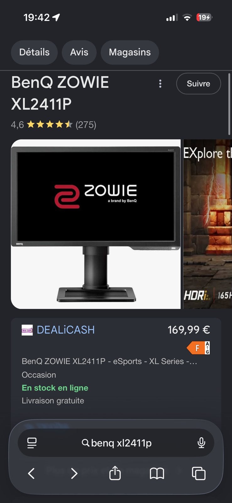 Ecran benq xl2411p, Informatique & Logiciels, Enlèvement, Comme neuf, 101 à 150 Hz