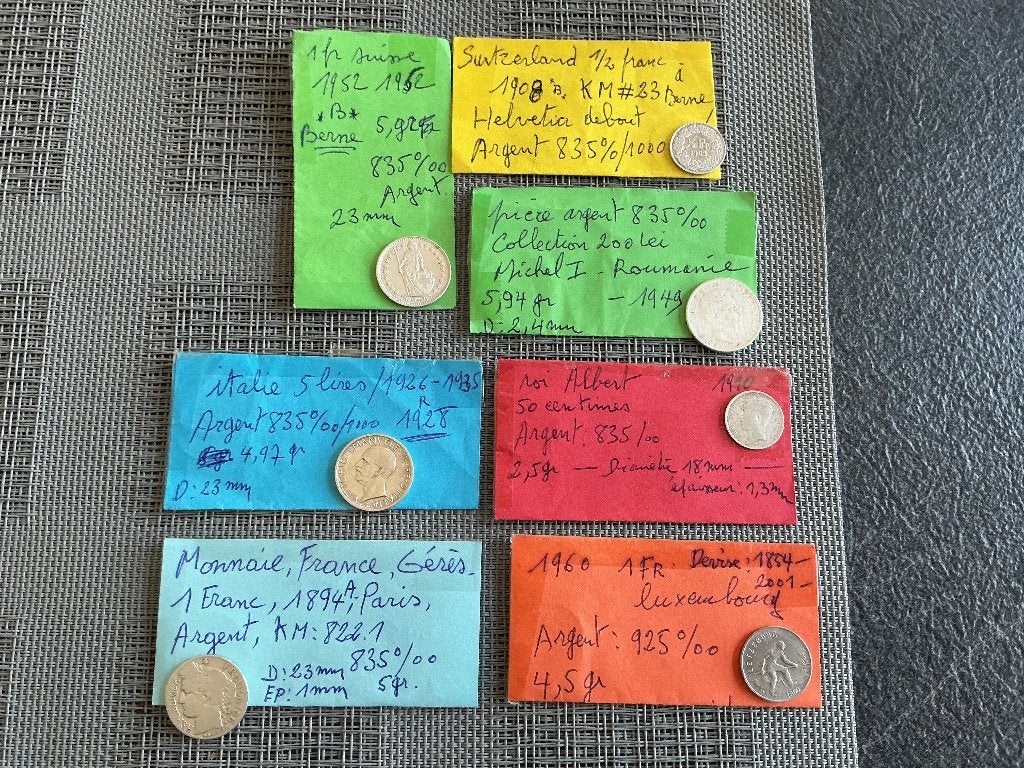 7 pièces en argent,, Timbres & Monnaies, Monnaies | Europe | Monnaies non-euro, Enlèvement, Autres pays, Monnaie en vrac, Argent