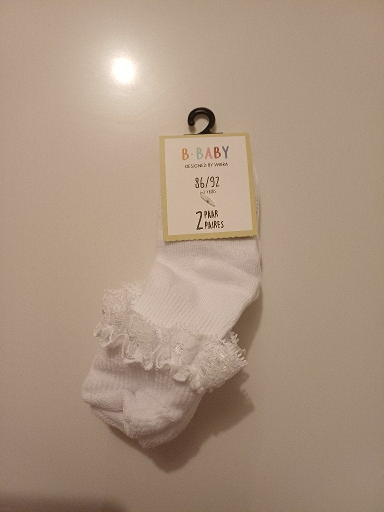 NIEUW 2x witte sokken met kant maat 86/92, Enfants & Bébés, Vêtements de bébé | Taille 86, Neuf, Enlèvement ou Envoi, Autres types