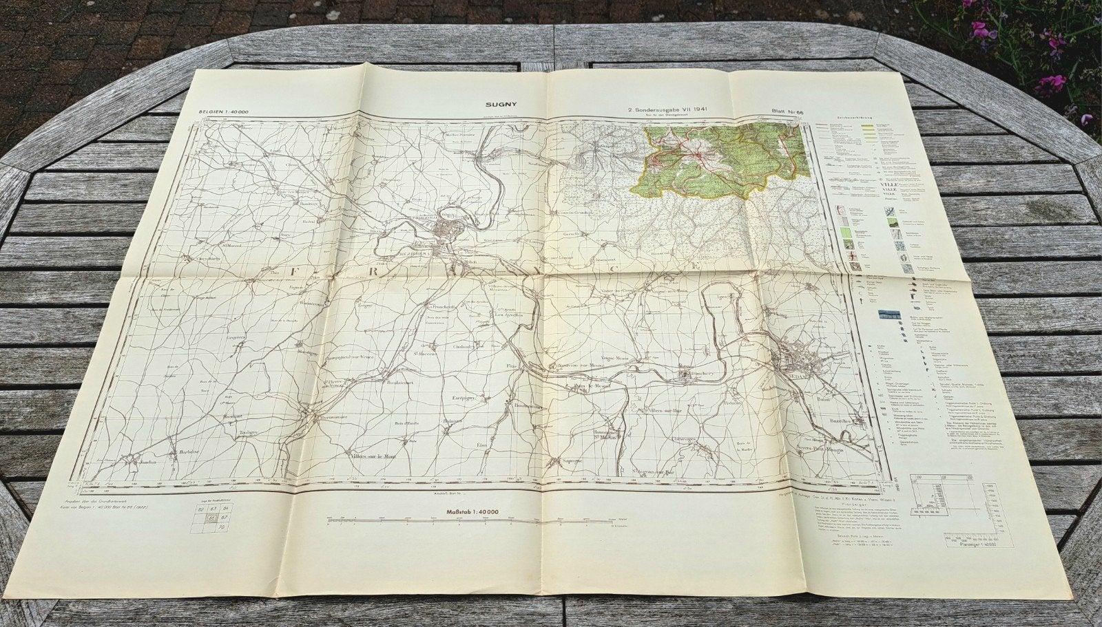 Carte Etat-Major allemande 1941 SUGNY MÉZIÈRE France, Collections, Enlèvement ou Envoi