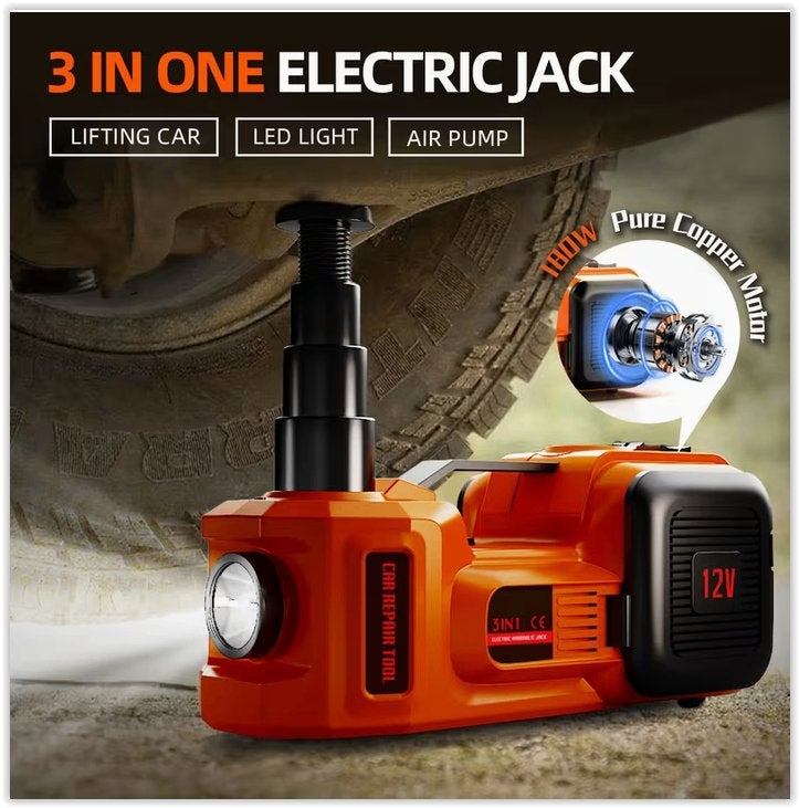 Cric hydraulique 12V 5T avec lumière LED (course de levage :, Enlèvement ou Envoi, Neuf