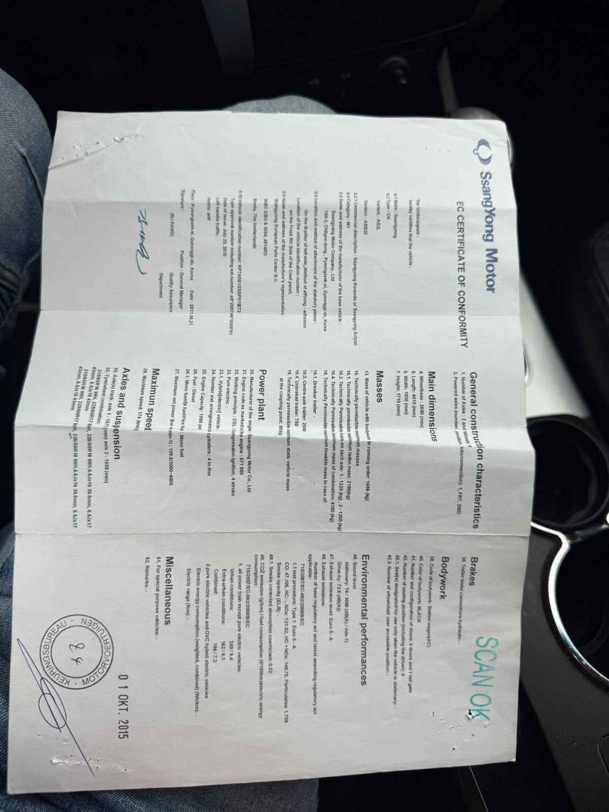 Auto, Autos, SsangYong, Cuir, Euro 5, Noir, 5 portes