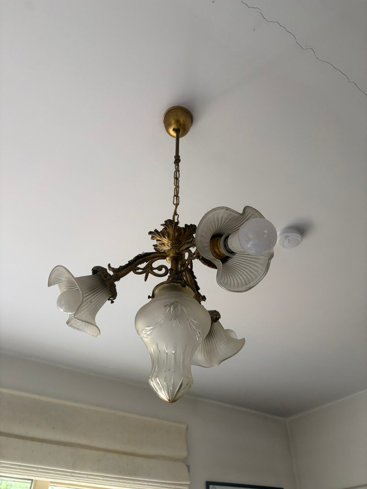 Oude luster, Huis en Inrichting, Lampen | Kroonluchters, Ophalen, Gebruikt, Klassiek, E27 (groot)