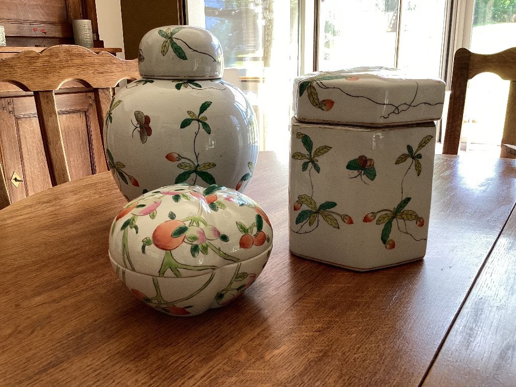 Set van 3 antiek Chinees Huarong Tang Zhi porselein, Antiek en Kunst, Ophalen