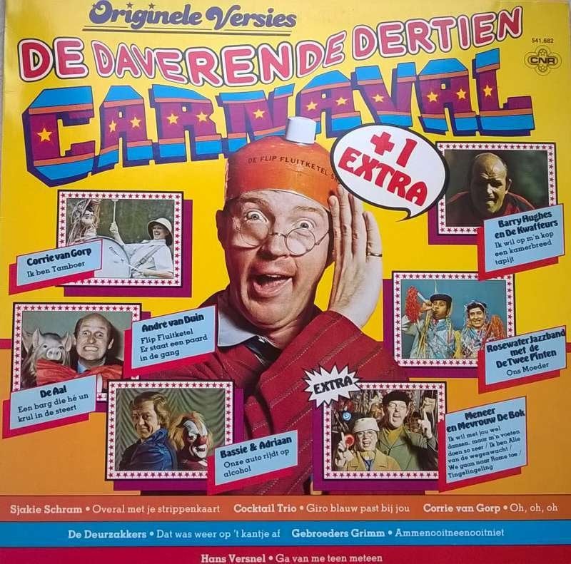 LP De Daverende 13 Carnaval + 1, Enlèvement ou Envoi, Musique de fête, Housse de protection extérieure, Comme neuf