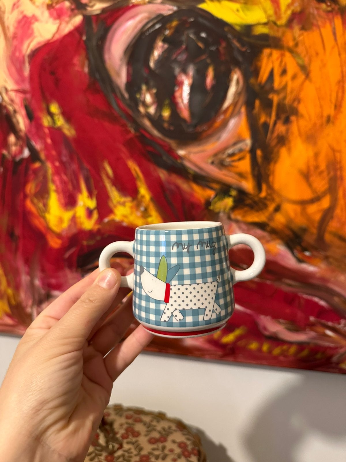 Lieve Mamas & Papas kinderbeker met hondje, Antiek en Kunst, Ophalen of Verzenden