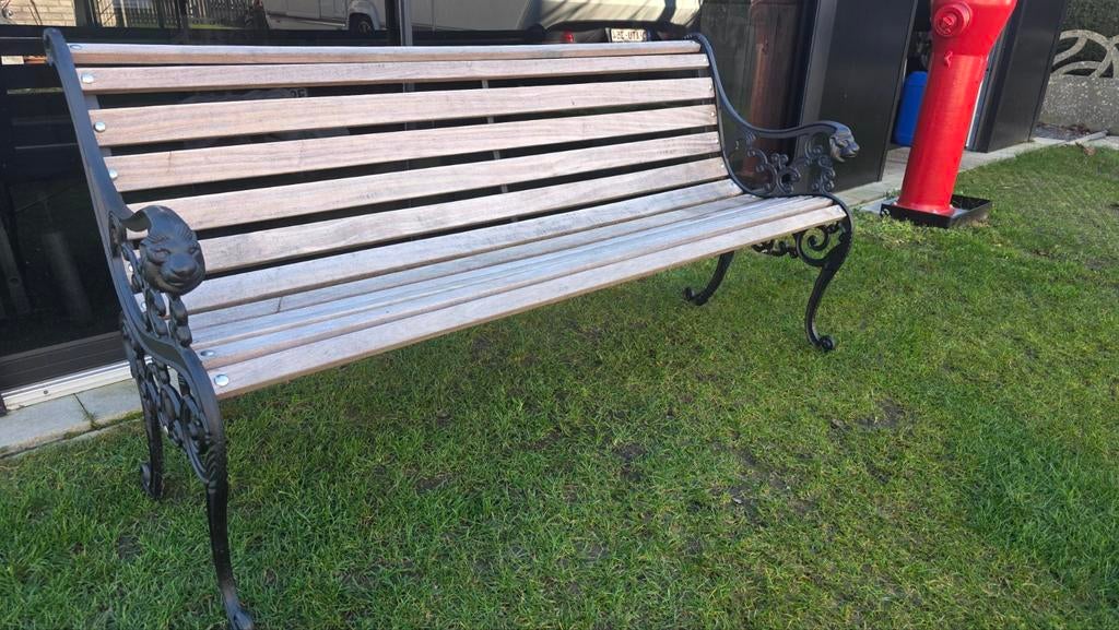 Tuinbank , gietijzeren zijkanten met leeuwekopjes, Enlèvement