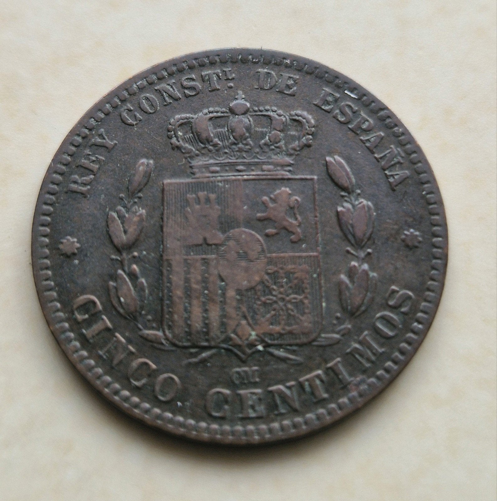 1879 Spain , 5 céntimos coin, Ophalen of Verzenden