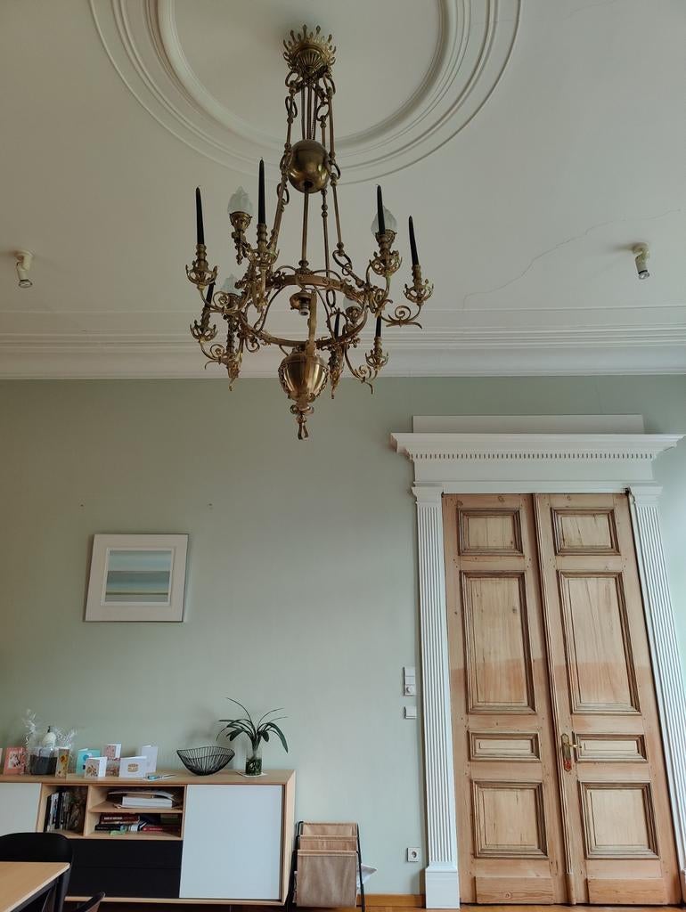 Imposante antieke kroonluchter, Maison & Meubles, Lampes | Lustres, Métal, Enlèvement