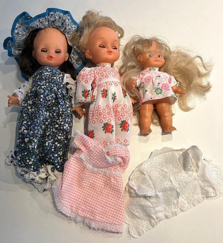 Lot de 3 poupées vintage début années 70, Enlèvement ou Envoi, Utilisé, Poupée