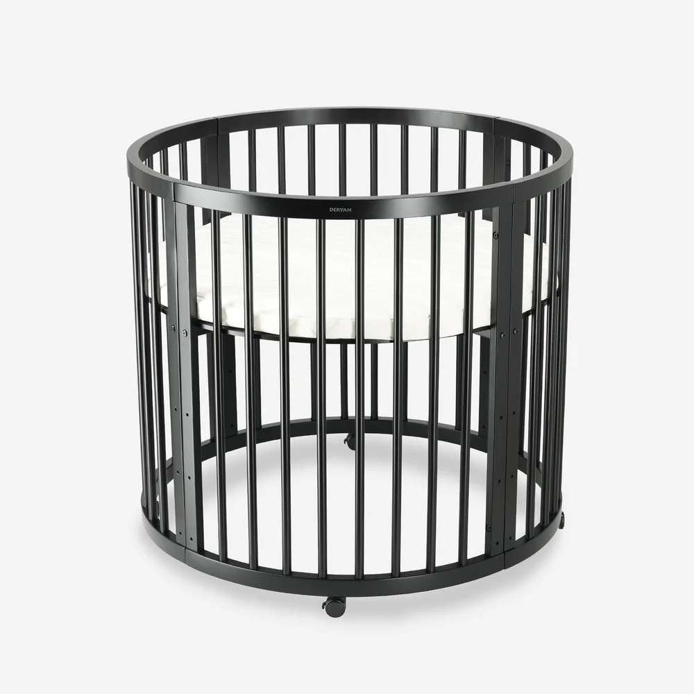DERYAN Willow Houten Ronde Baby Box – Zwart met Matras, Enlèvement ou Envoi, Comme neuf