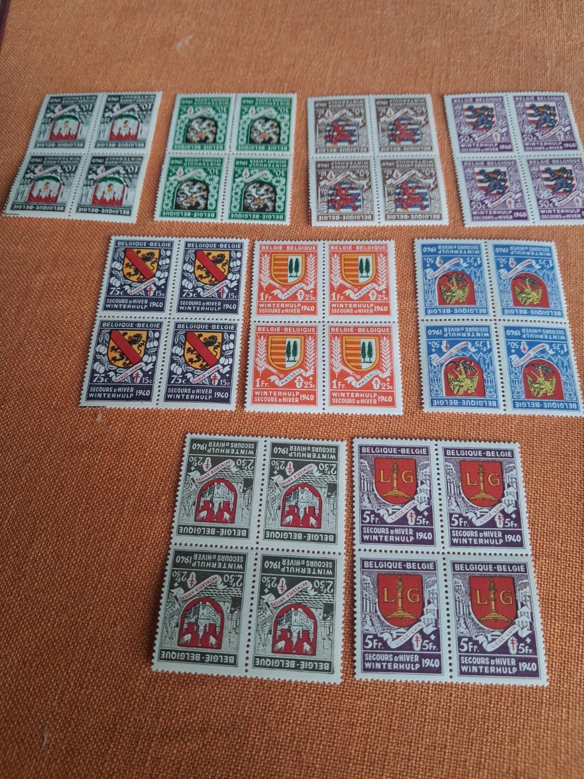 1940 41 Série de timbres secours  d’hiver COB 538/46, Enlèvement ou Envoi