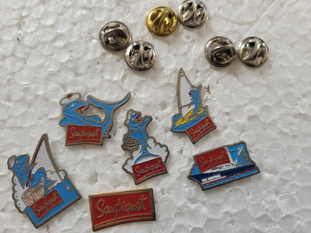 lot 6 pin's Saupiquet/vintage 1990, Envoi, Comme neuf, Marque, Insigne ou Pin's