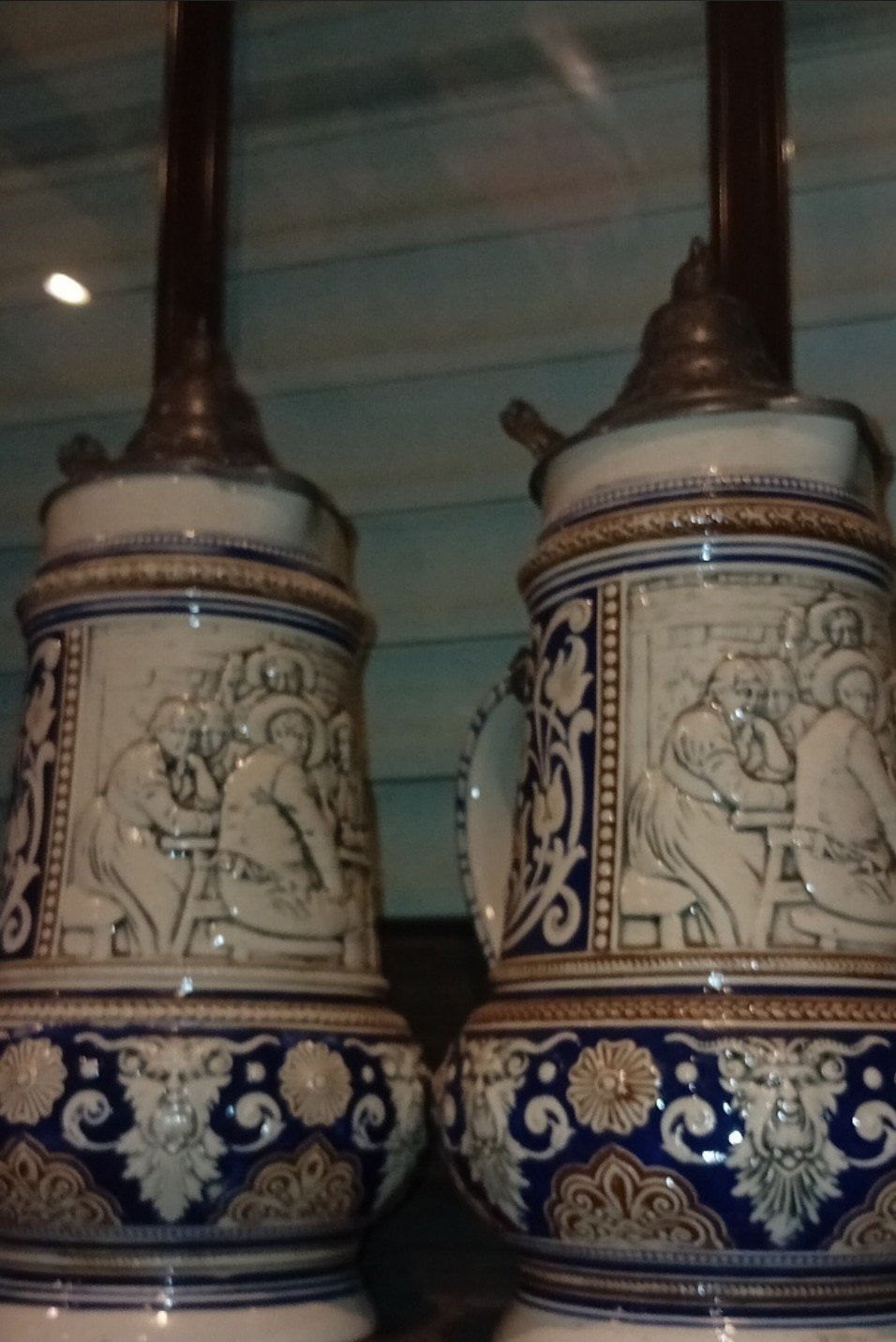 Paire de chopes / pichets à bière en grès allemand Westerwal, Enlèvement