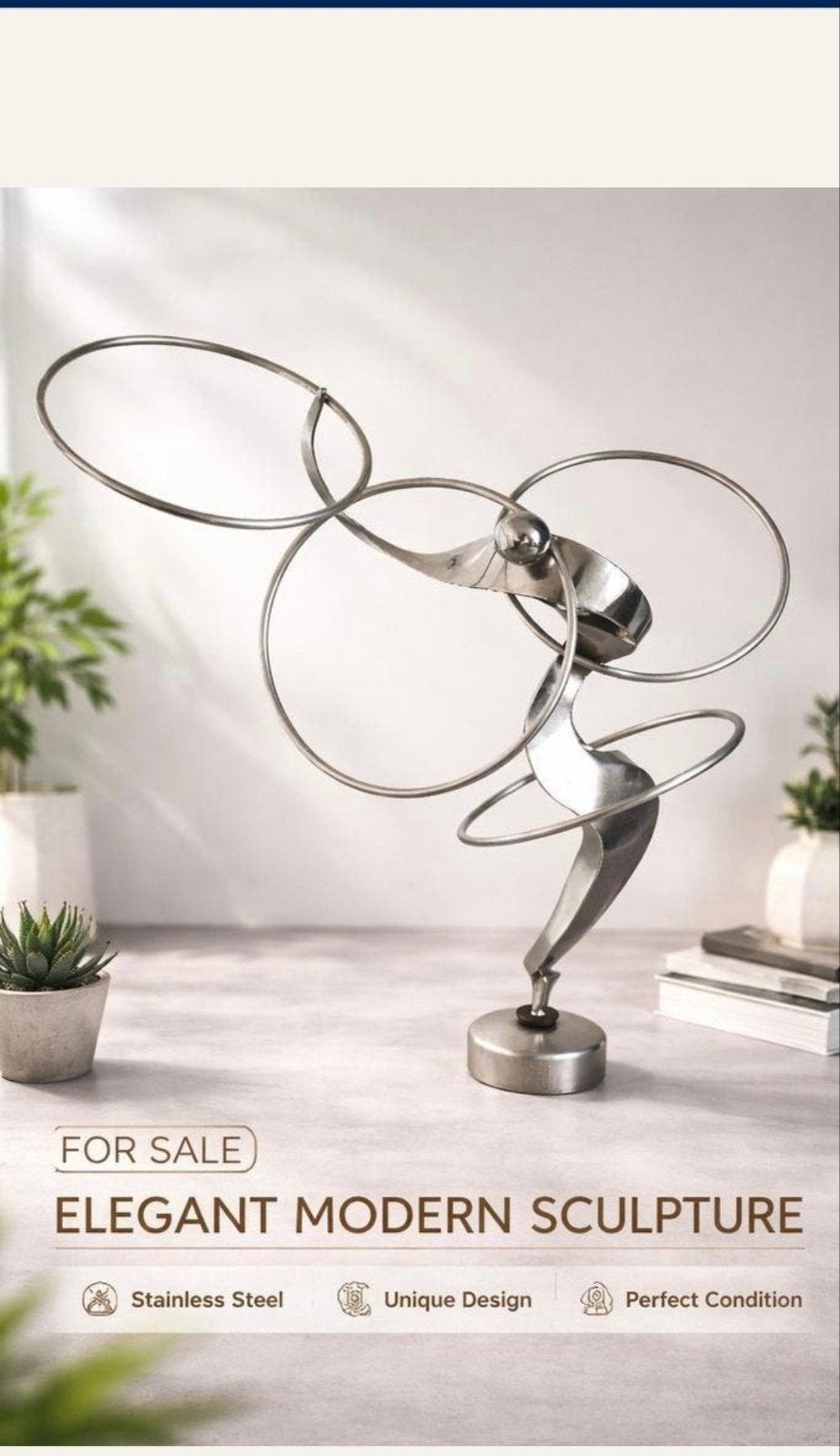 Uniek inox sculptuur - gesigneerd werk van Maurice Barbette, Ophalen
