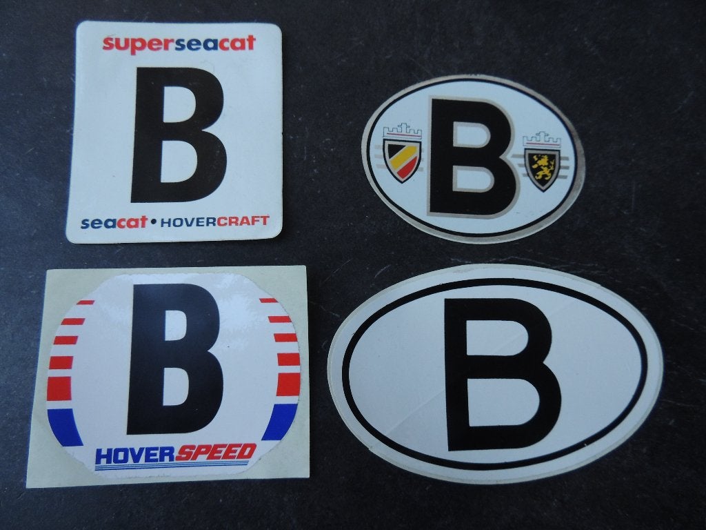 Belgische kentekens 4 stickers, Verzamelen, Verzenden, Zo goed als nieuw, Auto of Motor