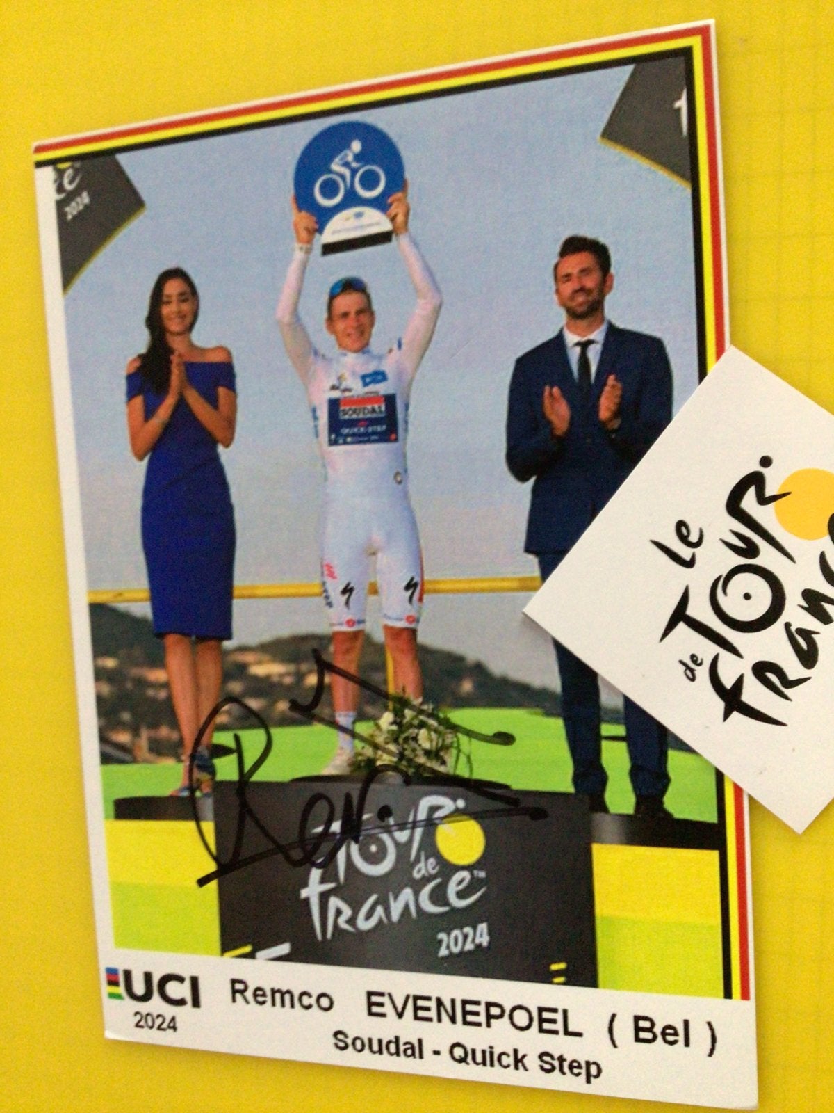 Wielerkaart 2024 tour de france remco evenepoel signe, Verzenden