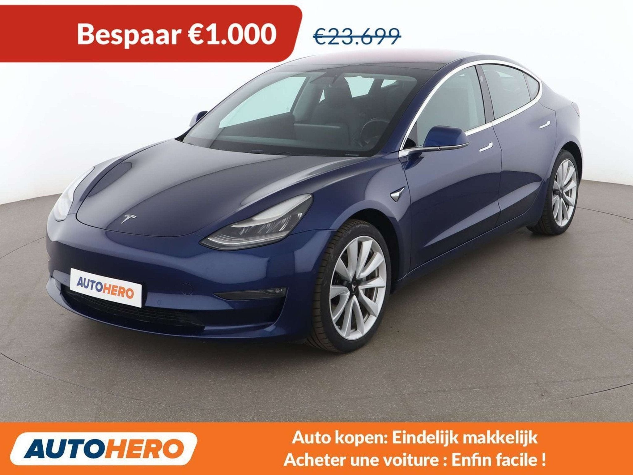 Tesla Model 3 Long Range Dual AWD AWD (bj 2019, automaat), Auto's, Tesla, Automaat, Gebruikt, Zwart, Blauw