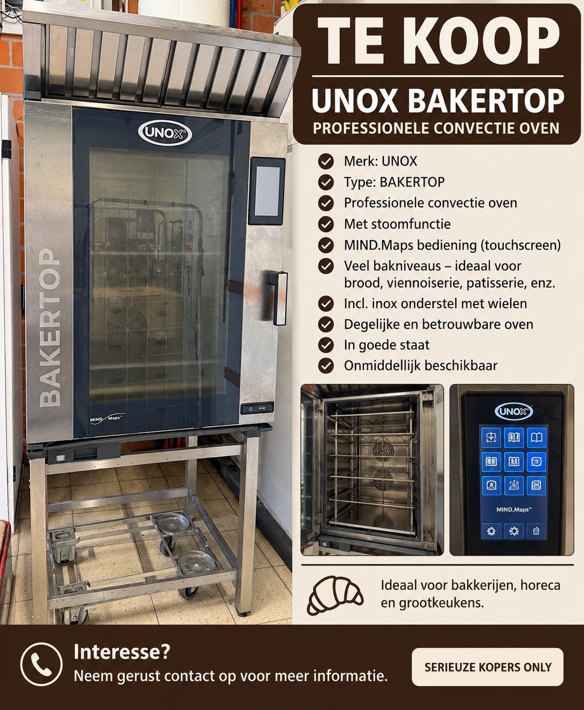 UNOX BAKERTOP professionele oven, Ophalen, Gebruikt, Fornuis, Frituur en Grillen