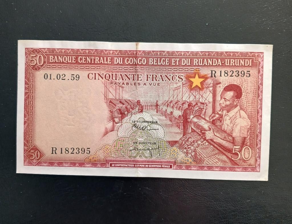 Bankbiljet van Congo en Ruanda-Urundi 1959, Ophalen of Verzenden, Overige landen, Setje