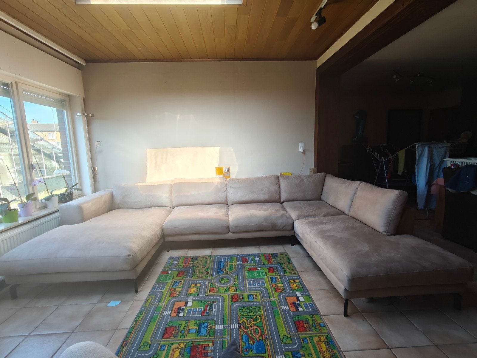 Rocco, U-vorm zetel, licht beige kleur, Huis en Inrichting, Ophalen, Gebruikt, Kunststof