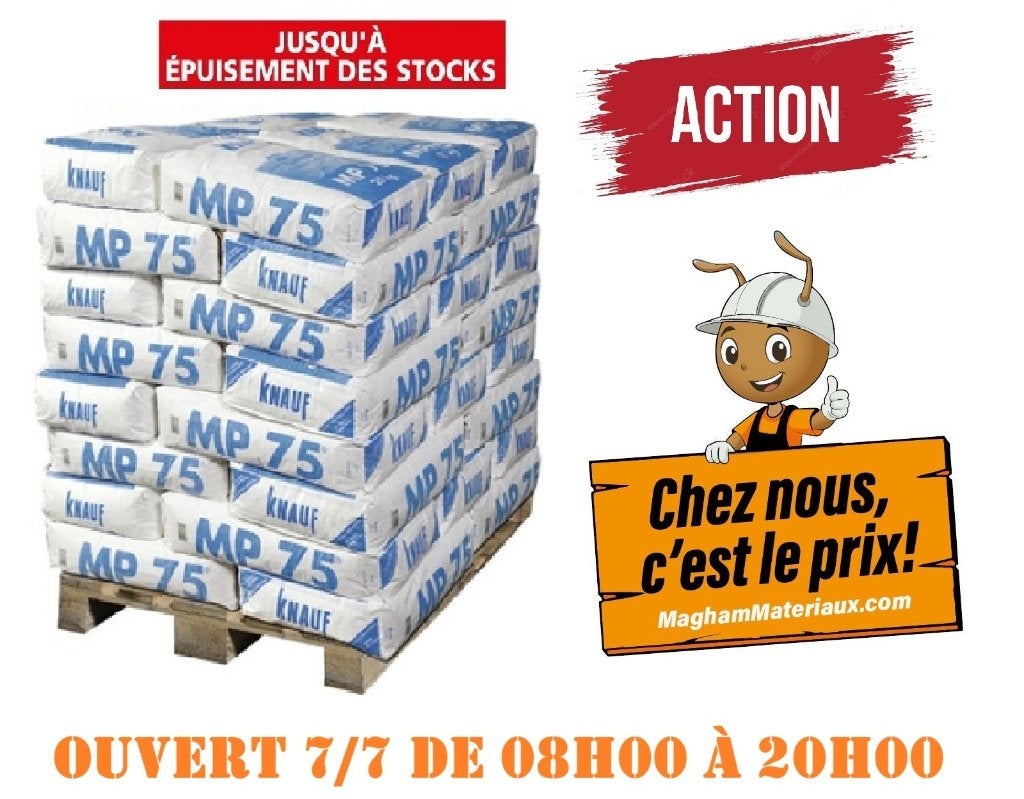 KNAUF PLATRE MP75 25KG, Bricolage & Construction, Plaques & Panneaux, Enlèvement, Neuf
