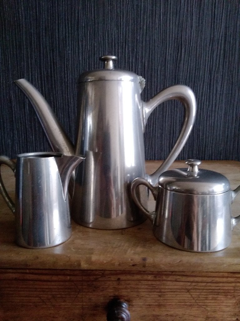 F&W koffiesetje tin/pewter. Gemerkt, Antiek en Kunst, Ophalen of Verzenden