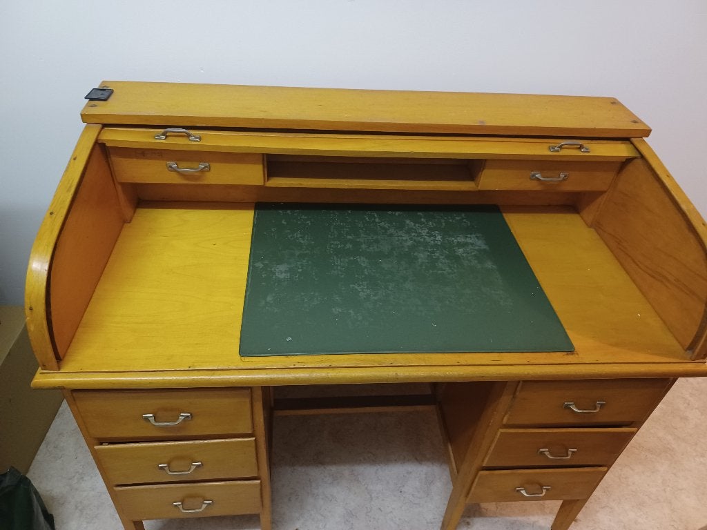 retro lessenaar met rolluik, Huis en Inrichting, Ophalen, Gebruikt, 50 cm, 100 cm