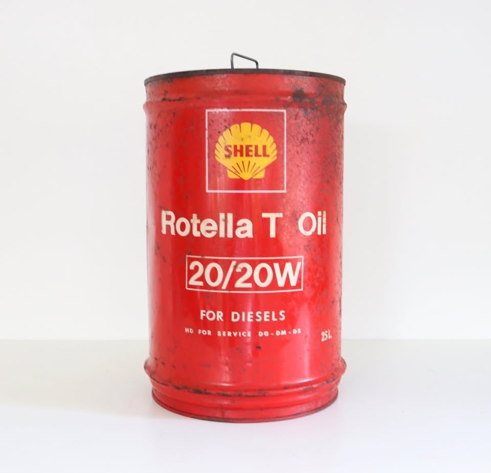 Groot Shell Blik / Vintage mancave, Verzamelen, Ophalen, Gebruikt