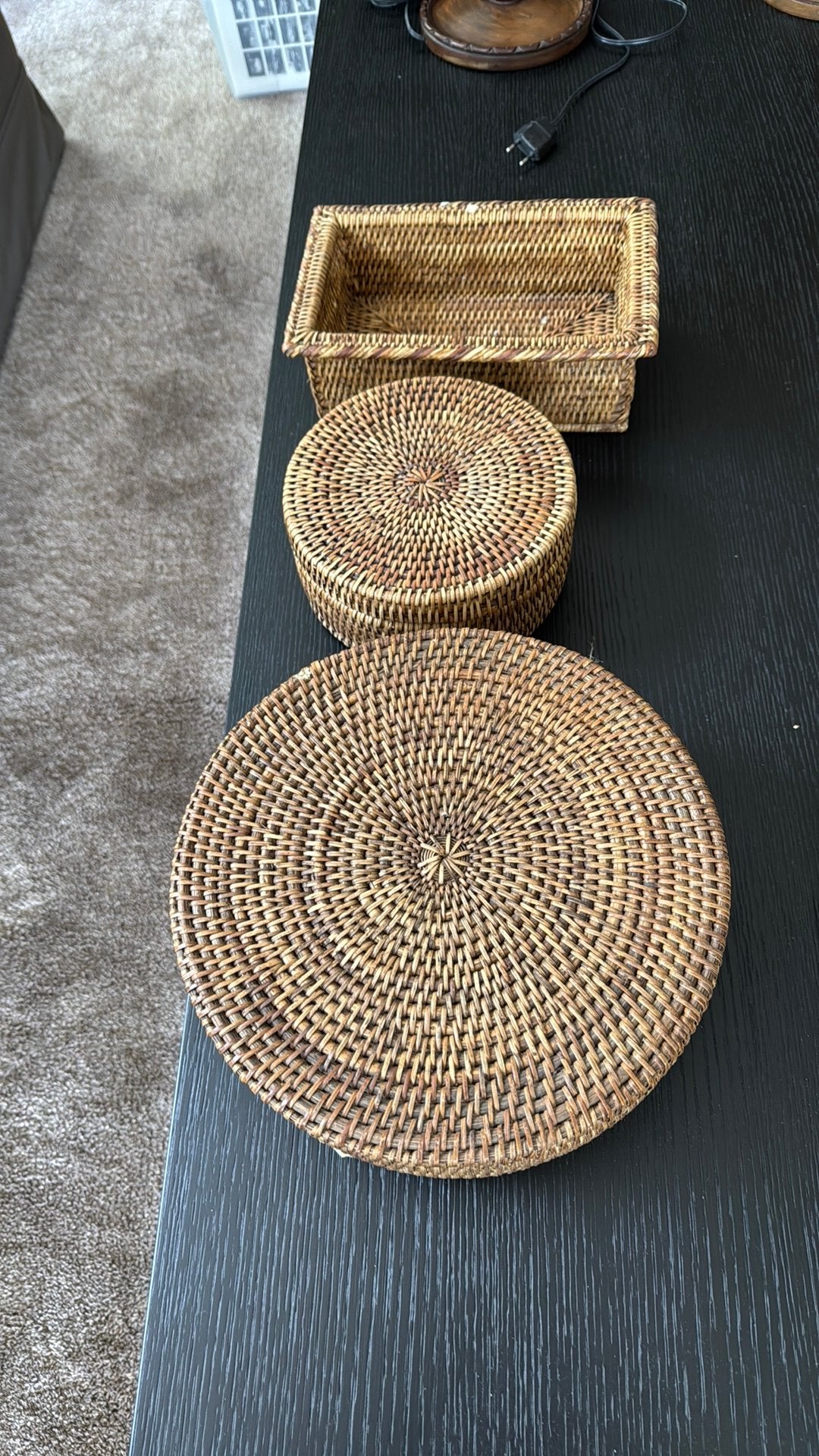 3 rieten mandjes, Ophalen, Zo goed als nieuw