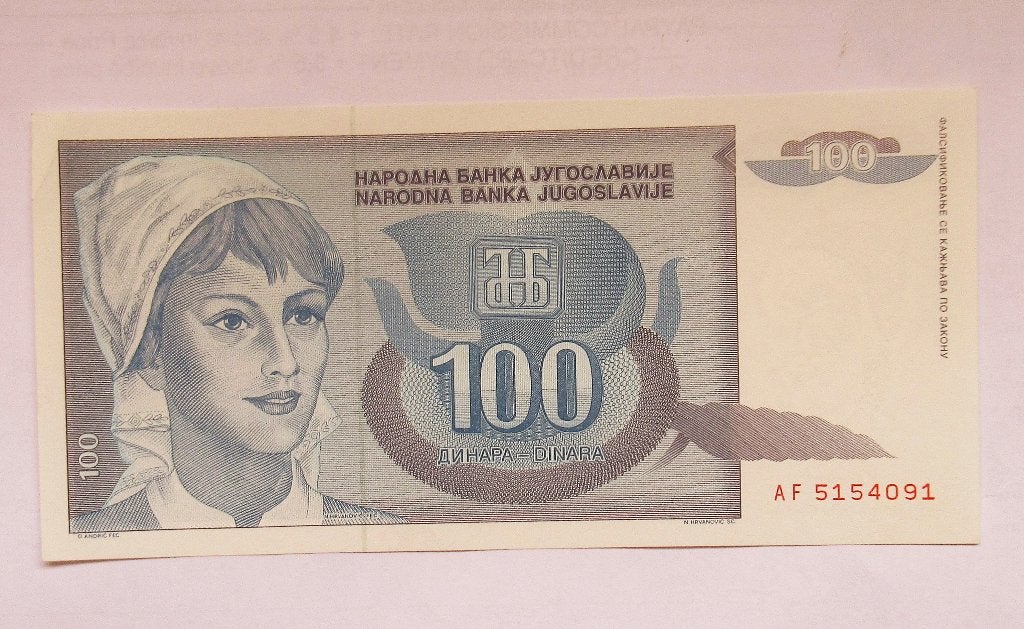 Joegoslavië 100 Dinara 1992, Timbres & Monnaies, Billets de banque | Europe | Billets non-euro, Envoi, Yougoslavie