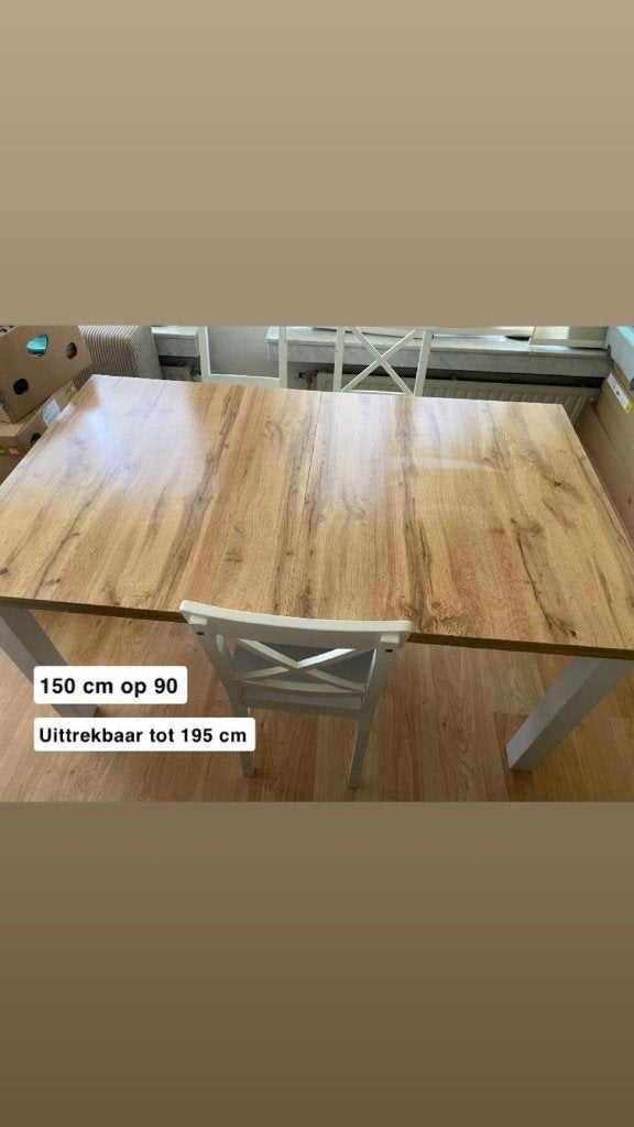 Uittrekbare eettafel, Huis en Inrichting, Tafels | Eettafels, Ophalen, Gebruikt, 50 tot 100 cm, Vijf personen of meer