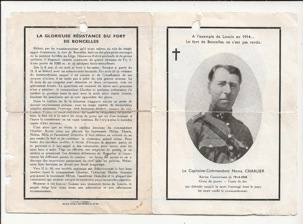 wo2 1940 fort boncelles  slachtoffers foto, Verzamelen, Bidprentjes en Rouwkaarten, Ophalen of Verzenden, Rouwkaart