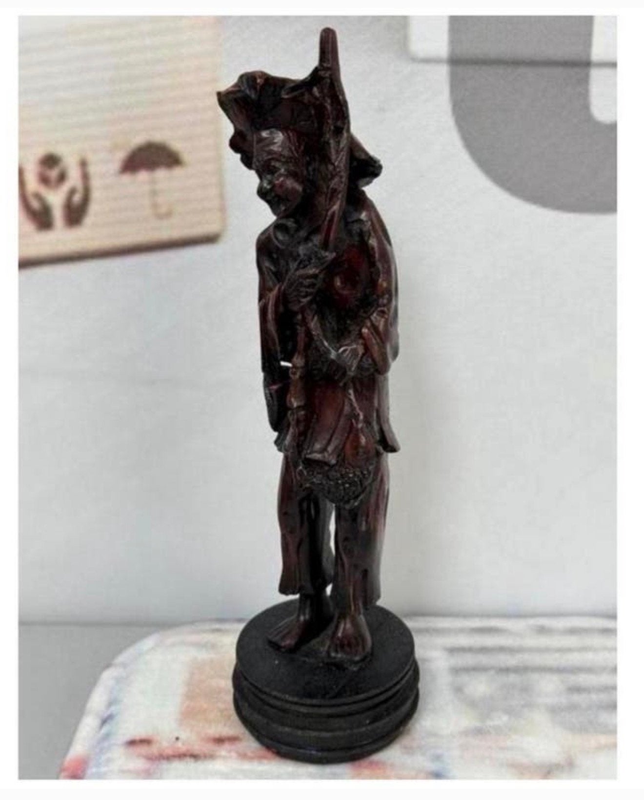 1980 Aziatisch Balinese visser gesneden uit Coromandelhout, Antiek en Kunst, Kunst | Beelden en Houtsnijwerken, Houtsnijwerk, Hout