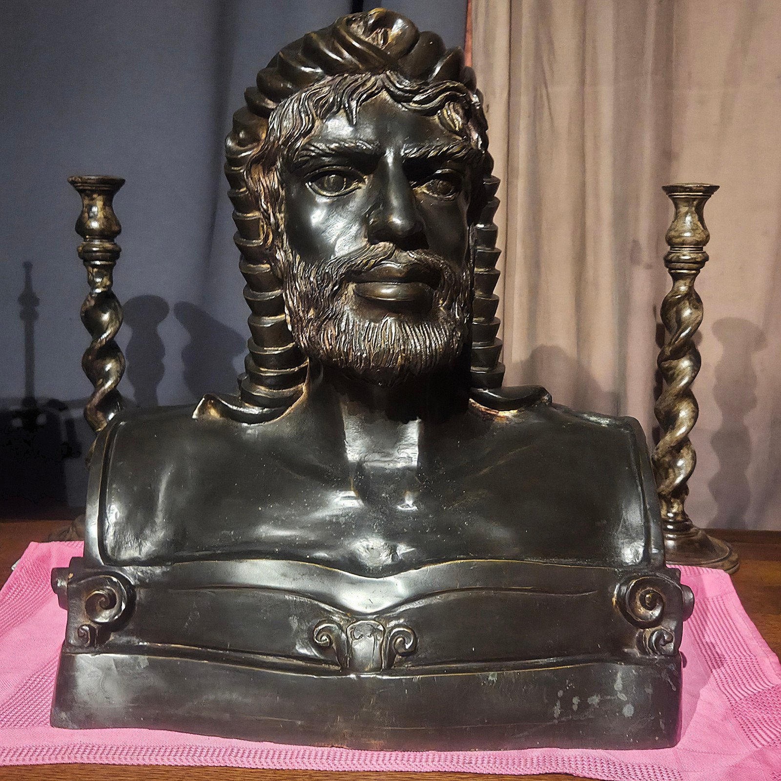 Monumentale bronzen buste van oosterse krijger, Antiek en Kunst, Ophalen, Buste
