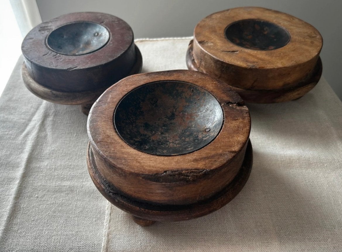 Set van 3 vintage houten wierook-/harsbranders, Ophalen of Verzenden, Gebruikt, Hout