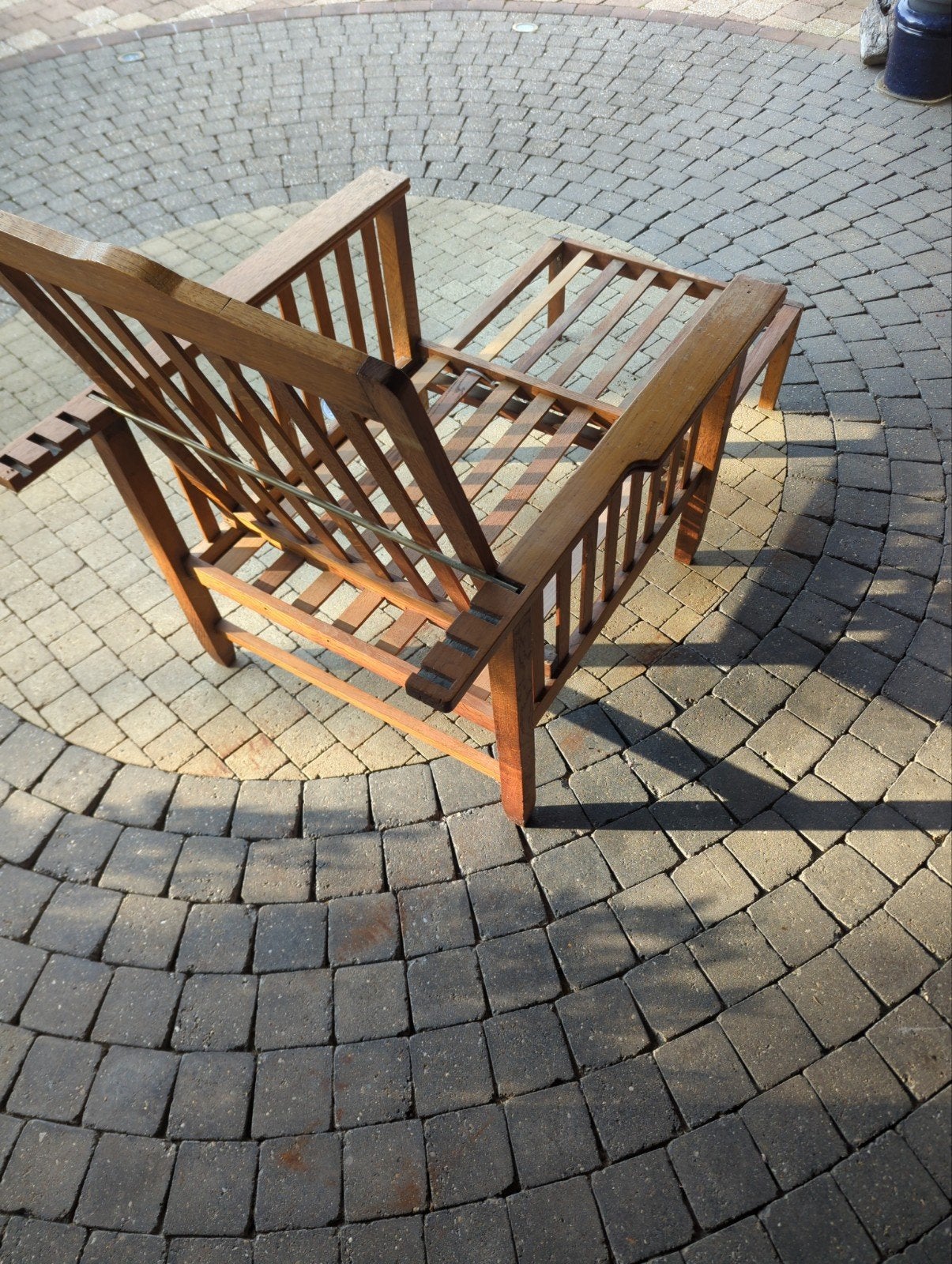 Fauteuil vintage de type Morris + repose-pieds assorti, Ophalen, Hout