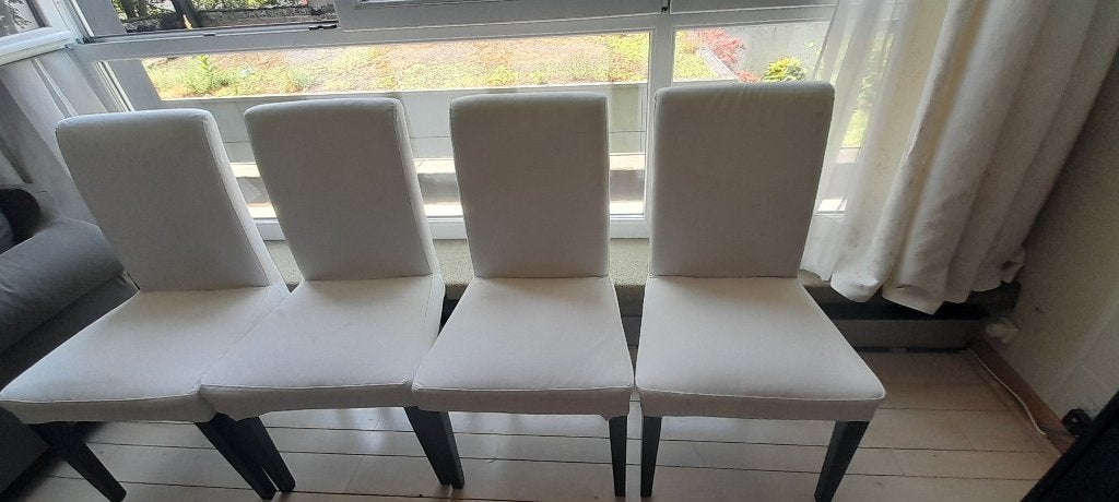 Lot de 4 chaises Ikea, Enlèvement, Utilisé, Blanc, Tissus