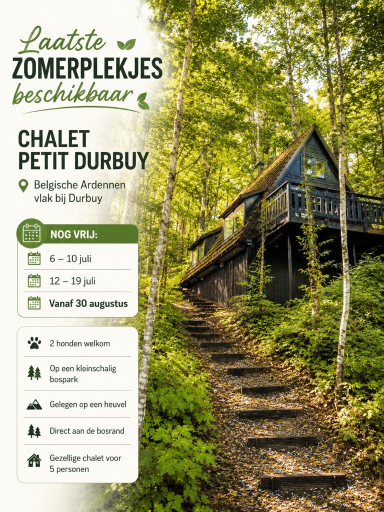 Chalet Petit Durbuy te huur-Durbuy-5p+1baby-2hond-, Propriétaire, Parc de loisirs, Montagnes ou collines, Lit enfant