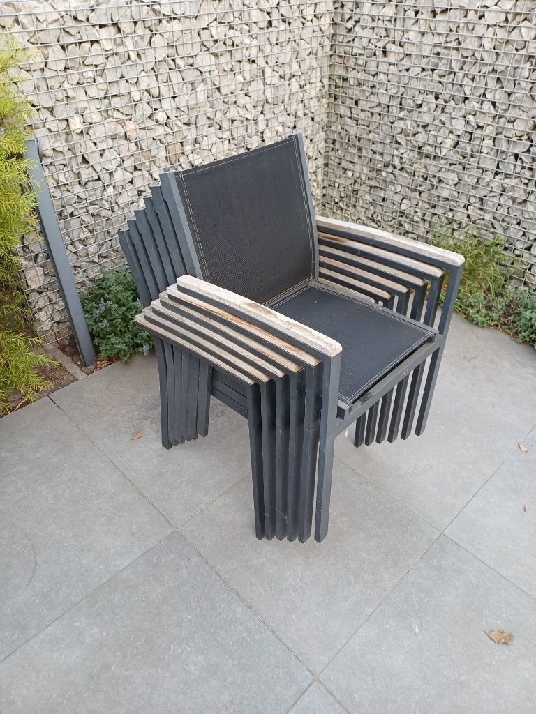 Ensemble de six (6) chaises de jardin, Enlèvement, Utilisé, Aluminium, Empilable