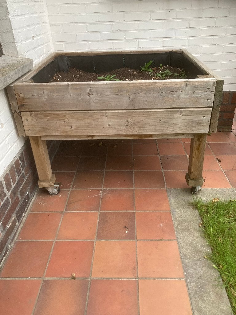 Verrijdbare, robuste, massief grenen Plantenbak(101x94x70cm), Ophalen, Gebruikt, 100 cm of meer, 60 cm of meer