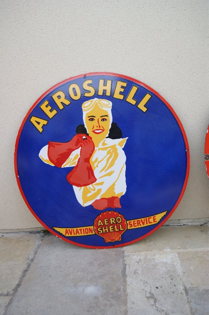 Plaque émaillée Aeroshell, Enlèvement ou Envoi, Utilisé