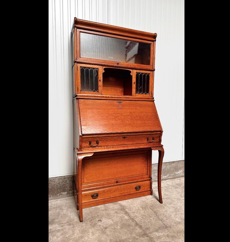 Globe Wernicke boekenkast met SECRETAIRE antiek 1910 bureau, Antiquités & Art, Antiquités | Bureau & Affaires, Enlèvement ou Envoi
